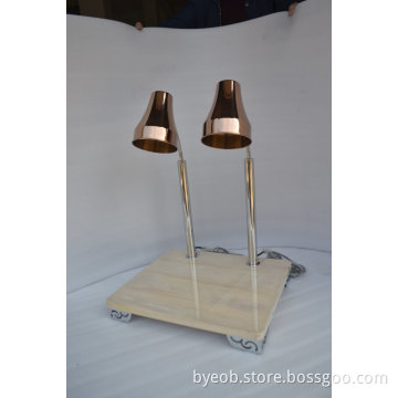 Carving Station with Wooden Base and Heat Lamp